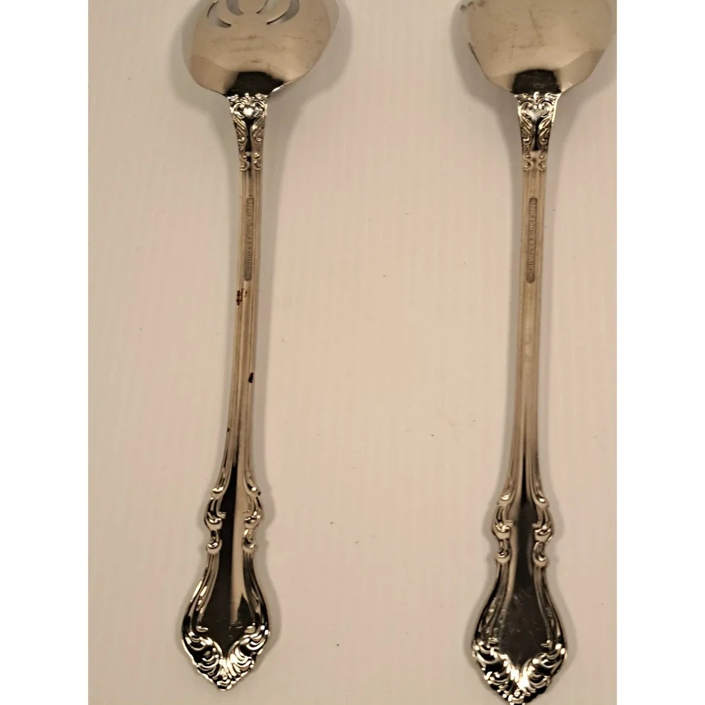 Reed & Barton Shubert Stainless 18/10 Salad Serving Set 2pc Silver 11.25